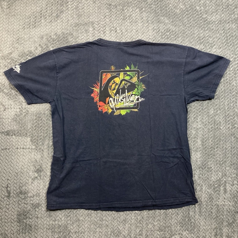Quiksilver T-Shirt Men XL Waterman Navy Blue Vintage Graphic Y2K Surf Distressed